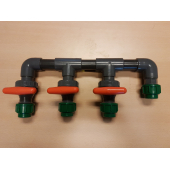 Manifold 4 weg +Kogelkraan+pe kopp. 25mm